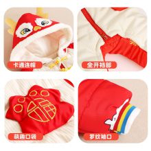 新生儿衣服0-18月婴儿加绒加厚连体衣男女宝宝哈衣拜年服